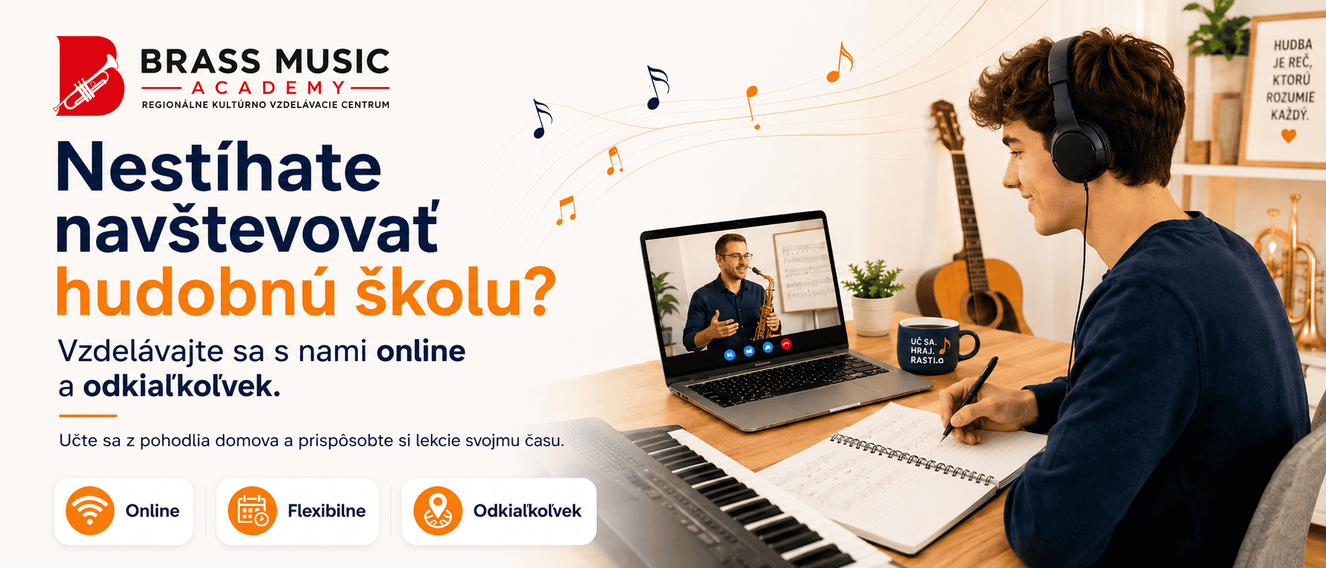 online hudobny kurz klaivr, bicie, trubka, trombon, akordeón