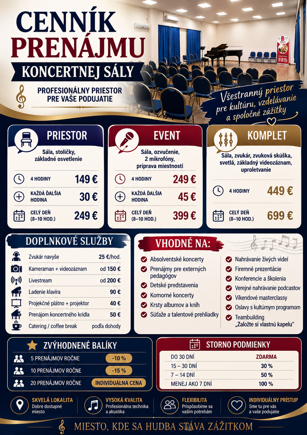 prenajomn saly s klavirom